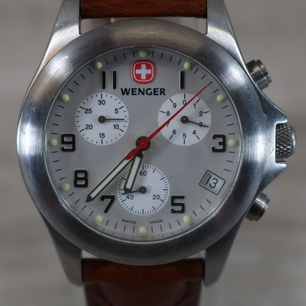 Wenger Chronograph Watch – Pre-Owned, New Battery, Round, Silver
